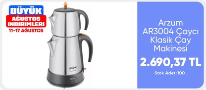 Arzum AR3004 Çaycı Klasik Çay Makinesi - İnox - 1,8 lt