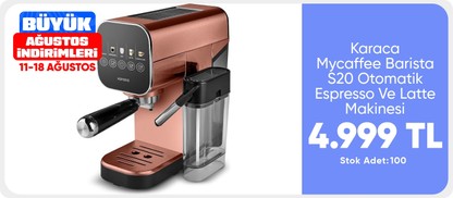 Karaca Mycaffee Barista S20 Entegre Süt Hazneli Otomatik Espresso Ve Latte Makinesi Copper