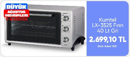 Kumtel LX-3525 Fırın 40 Lt Gri