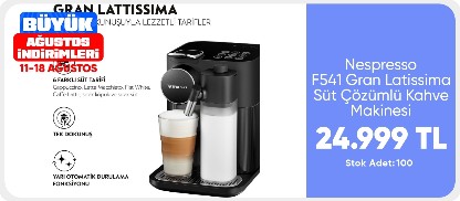 Nespresso F541 Gran Latissima Süt Çözümlü Kahve Makinesi,Siyah