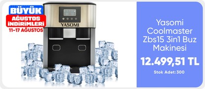 Yasomi Coolmaster Zbs15 3in1 Buz Makinesi Küp & Kırılmış Buz, Soğuk Su Lcd Dokunmatik Inox Gövde 2l Tanklı Buz Makinesi