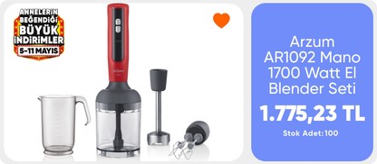 Arzum AR1092 Mano 1700 Watt El Blender Seti - Kırmızı