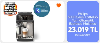 Philips 5500 Serisi LatteGo Tam Otomatik Espresso Makinesi 20 Sıcak ve Soğuk İçecek, QuickStart, SilentBrew, Dokunmatik Ekran, EP5547/90
