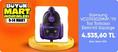 Samsung VC07R302MVP/TR Toz Torbasız Elektrikli Süpürge, Mor