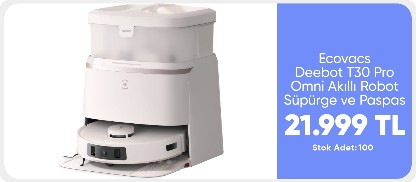 Ecovacs Deebot T30 Pro Omni Akıllı Robot Süpürge ve Paspas