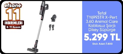 Tefal TY6993TR X-Pert 3.60 Animal Care Kablosuz Şarjlı Dikey Süpürge