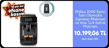 Philips 2000 Serisi Tam Otomatik Espresso Makinesi EP2220/10 ve HDA150/61 Inox Türk Kahve Makinesi