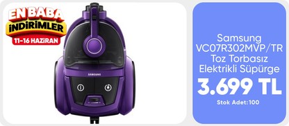Samsung VC07R302MVP/TR Toz Torbasız Elektrikli Süpürge, Mor