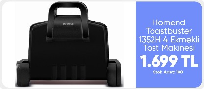 Homend Toastbuster 1352H 4 Ekmekli Tost Makinesi Mat Siyah