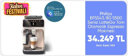 Philips EP5543/80 5500 Serisi LatteGo Tam Otomatik Espresso Makinesi 20 Sıcak ve Soğuk İçecek, Renkli Dokunmatik Ekran