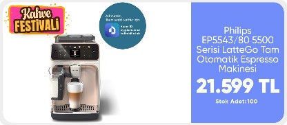 Philips EP5543/80 5500 Serisi LatteGo Tam Otomatik Espresso Makinesi 20 Sıcak ve Soğuk İçecek, Renkli Dokunmatik Ekran