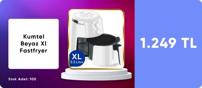 Kumtel Beyaz Xl Fastfryer (Yağsız Fritöz Airfryer) Haf-01