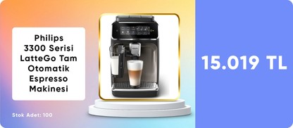 Philips 3300 Serisi LatteGo Tam Otomatik Espresso Makinesi, AquaClean Filtre, 6 İçecek, SilentBrew, Siyah Krom, EP3347/90