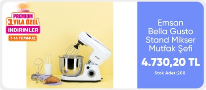 Emsan Bella Gusto Beyaz Stand Mikser 1300W Mutfak Şefi