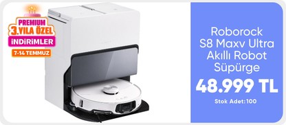 Roborock S8 Maxv Ultra Akıllı Robot Süpürge Beyaz