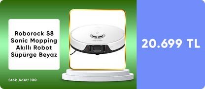 Roborock S8 Sonic Mopping Akıllı Robot Süpürge S8 Beyaz