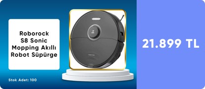 Roborock S8 Sonic Mopping Akıllı Robot Süpürge S8 Siyah