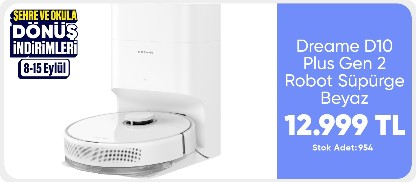 Dreame D10 Plus Gen 2 Robot Süpürge Beyaz, 6,000PA Emiş Gücü