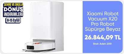 Xiaomi Robot Vacuum X20 Pro Robot Süpürge Beyaz