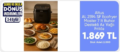 Altus AL 2594 SF Ecofryer Master 7 lt Buhar Destekli Az Yağlı Fritöz