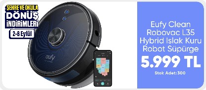 Anker Eufy Clean Robovac L35 Hybrid Islak Kuru Robot Süpürge - Sert Zemin ve Halıya Uygun - iPath Laser Navigasyon - 3200Pa - T2194 (Anker Türkiye Garantili)