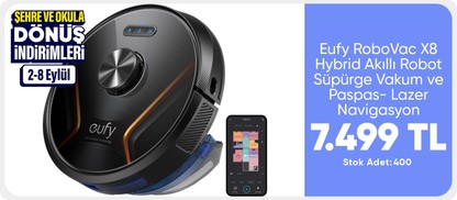 Eufy RoboVac X8 Hybrid Akıllı Robot Süpürge- Vakum ve Paspas- Lazer Navigasyon- 4000 Pa Emiş Gücü