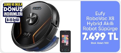 Eufy RoboVac X8 Hybrid Akıllı Robot Süpürge- Vakum ve Paspas- Lazer Navigasyon- 4000 Pa Emiş Gücü