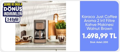 Karaca Just Coffee Aroma 2 In1 Filtre Kahve Makinesi Walnut Brown 153.09.01.8085