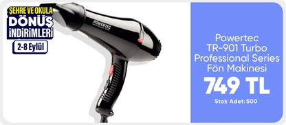 Powertec TR-901 Turbo Professional Series Fön Makinesi & Saç Kurutma 2500w Performans