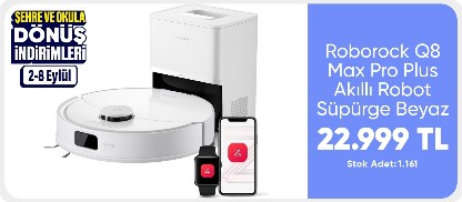 Roborock Q8 Max Pro Plus Akıllı Robot Süpürge Beyaz
