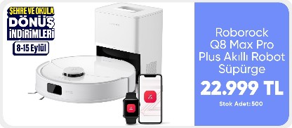 Roborock Q8 Max Pro Plus Akıllı Robot Süpürge Beyaz