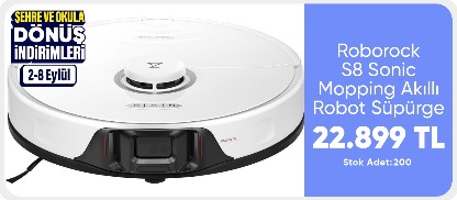 Roborock S8 Sonic Mopping Akıllı Robot Süpürge S8 Beyaz