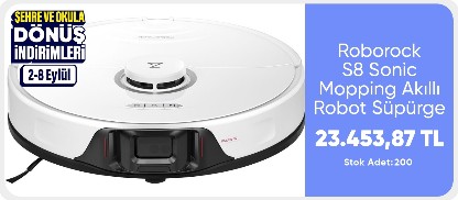 Roborock S8 Sonic Mopping Akıllı Robot Süpürge S8 Beyaz