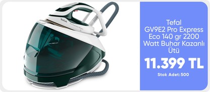 Tefal GV9E2 Pro Express Eco 140 gr Sürekli ve 560 gr Şok Buharlı 2200 Watt Buhar Kazanlı Ütü