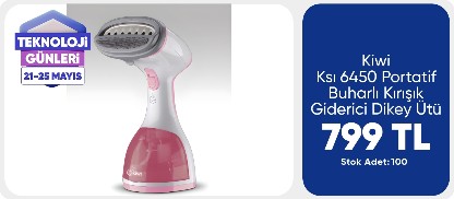 Kiwi Ksı 6450 Portatif Buharlı Kırışık Giderici Dikey Ütü 1200W - Pembe
