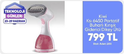 Kiwi Ksı 6450 Portatif Buharlı Kırışık Giderici Dikey Ütü 1200W - Pembe