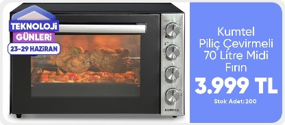 Kumtel Piliç Çevirmeli 70 Litre Midi Fırın LX-9645