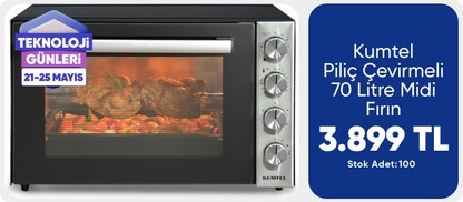 Kumtel Piliç Çevirmeli 70 Litre Midi Fırın LX-9645
