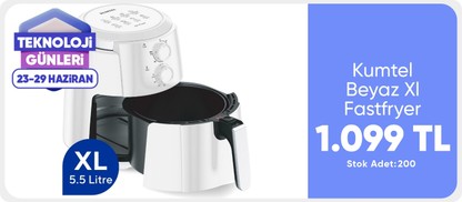 Kumtel Beyaz Xl Fastfryer (Yağsız Fritöz Airfryer) Haf-01