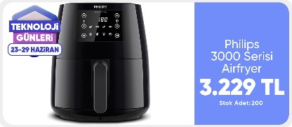Philips 3000 Serisi Airfryer Large, Rapid Air Teknolojisi 4,1L, 7 Ayarlı Dokunmatik Ekran, Sıcak Tutma Özelliği, HD9243/90