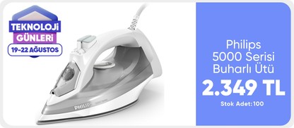 Philips 5000 Serisi Buharlı Ütü, 2400W, 160 g Şok Buhar, SteamGlide Plus Taban, Dikey Buhar Püskürtme, DST5010/10