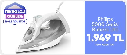 Philips 5000 Serisi Buharlı Ütü, 2400W, 160 g Şok Buhar, SteamGlide Plus Taban, Dikey Buhar Püskürtme, DST5010/10