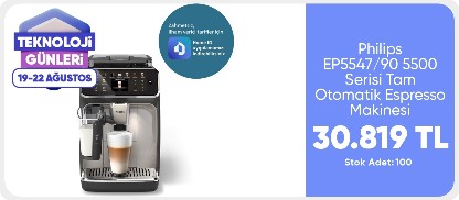Philips EP5547/90 5500 Serisi LatteGo Tam Otomatik Espresso Makinesi 20 Sıcak ve Soğuk İçecek, QuickStart, SilentBrew, Dokunmatik Ekran,
