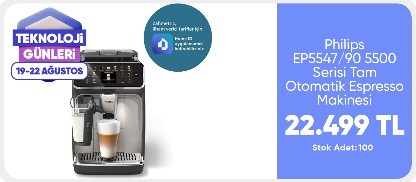 Philips EP5547/90 5500 Serisi LatteGo Tam Otomatik Espresso Makinesi 20 Sıcak ve Soğuk İçecek, QuickStart, SilentBrew, Dokunmatik Ekran,