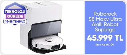 Roborock S8 Maxv Ultra Akıllı Robot Süpürge Beyaz