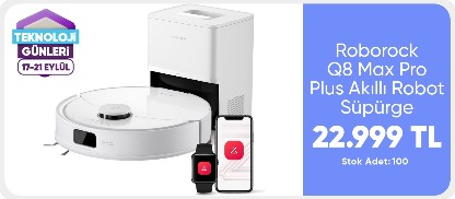 Roborock Q8 Max Pro Plus Akıllı Robot Süpürge Beyaz