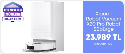 Xiaomi Robot Vacuum X20 Pro Robot Süpürge Beyaz
