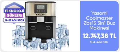 Yasomi Coolmaster Zbs15 3in1 Buz Makinesi Küp & Kırılmış Buz, Soğuk Su Lcd Dokunmatik Inox Gövde 2l Tanklı Buz Makinesi