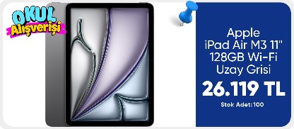Apple iPad Air M3 11" 128GB Wi-Fi Uzay Grisi MC9W4TU/A