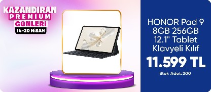 Honor Pad 9 8GB 256GB 12.1" Tablet + Klavyeli Kılıf (Honor Türkiye Garantili)